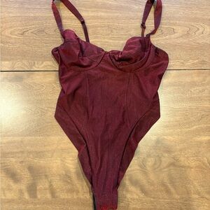 Victoria's Secret Vintage Gold Label Maroon Bodysuit